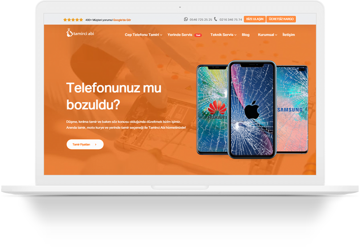 tamirci abi phone repair services wordpress web tasarim